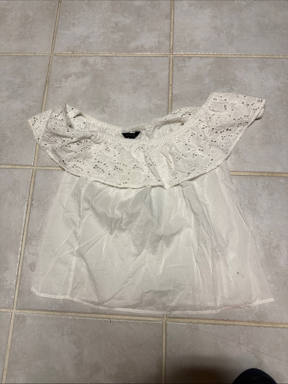 Banana Republic Factory White Eyelet Off-Shoulder Camisole Top